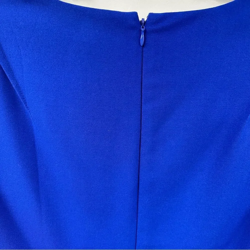 Calvin Klein Sheath Dress V‎ Neck Back Zip Cap Sleeve Blue Career Size 10